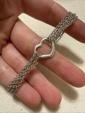 Sterling Silver 925 Italy Heart Multi-Chain Bracelet 7’ inch